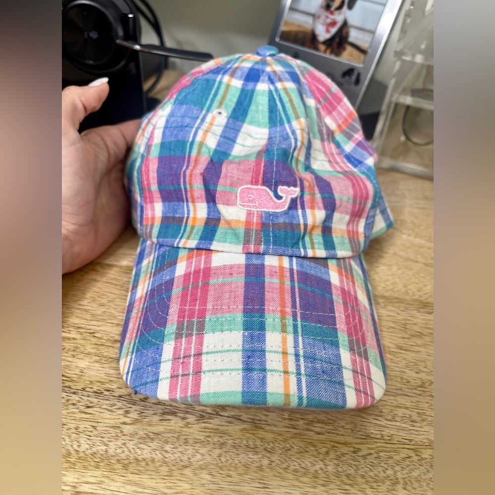 "VINEYARD VINES" New wot Whale Cap plaid Adjusts to fit all - Picture 3 of 7
